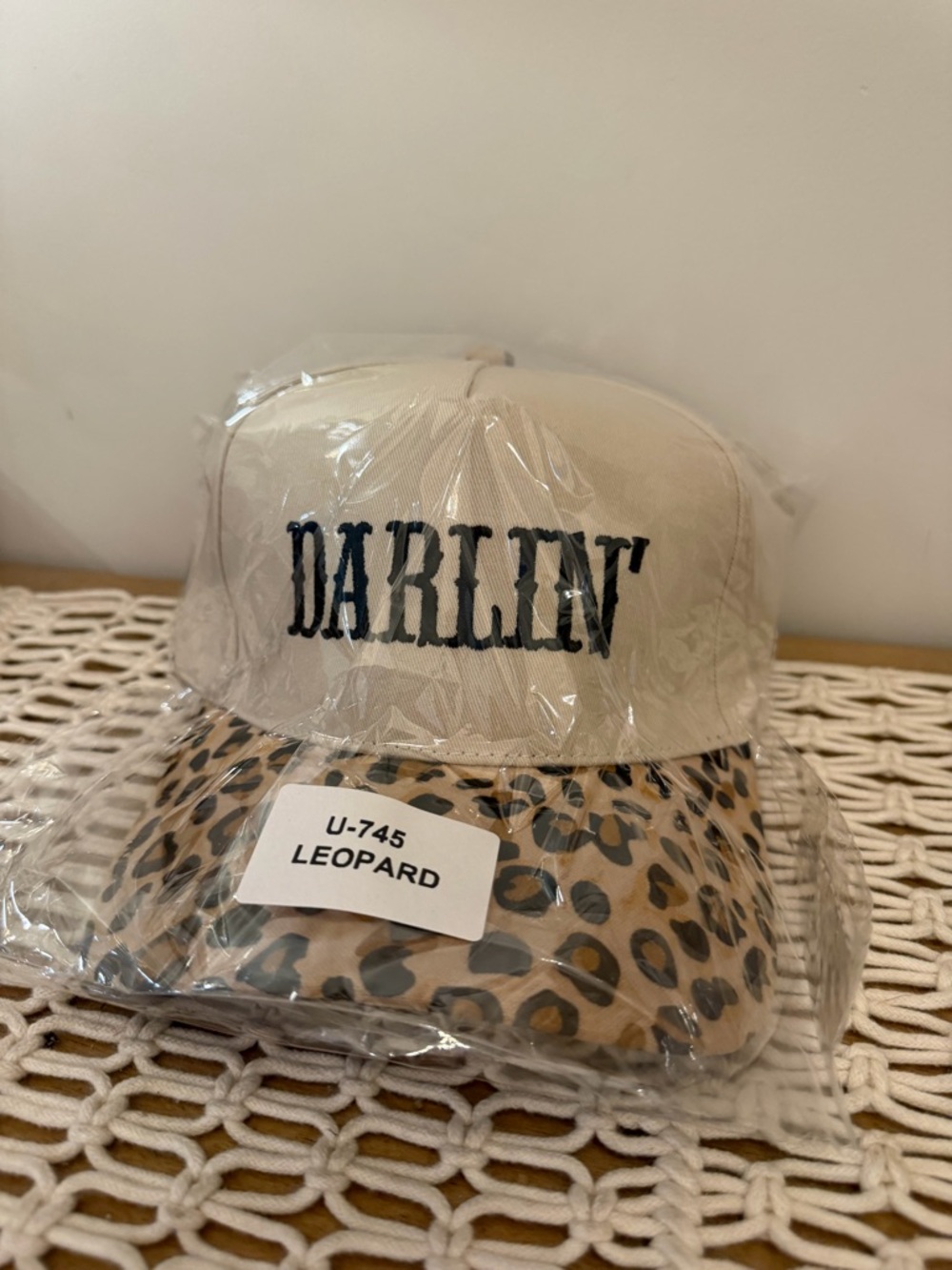 Zenana Outfitters Beige Cap with Leopard Brim